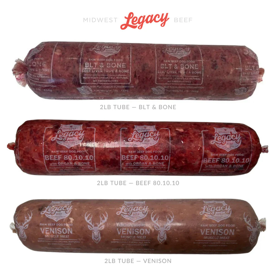 2lb Raw Sample Pack, beef, BLT & Bone and VENISON